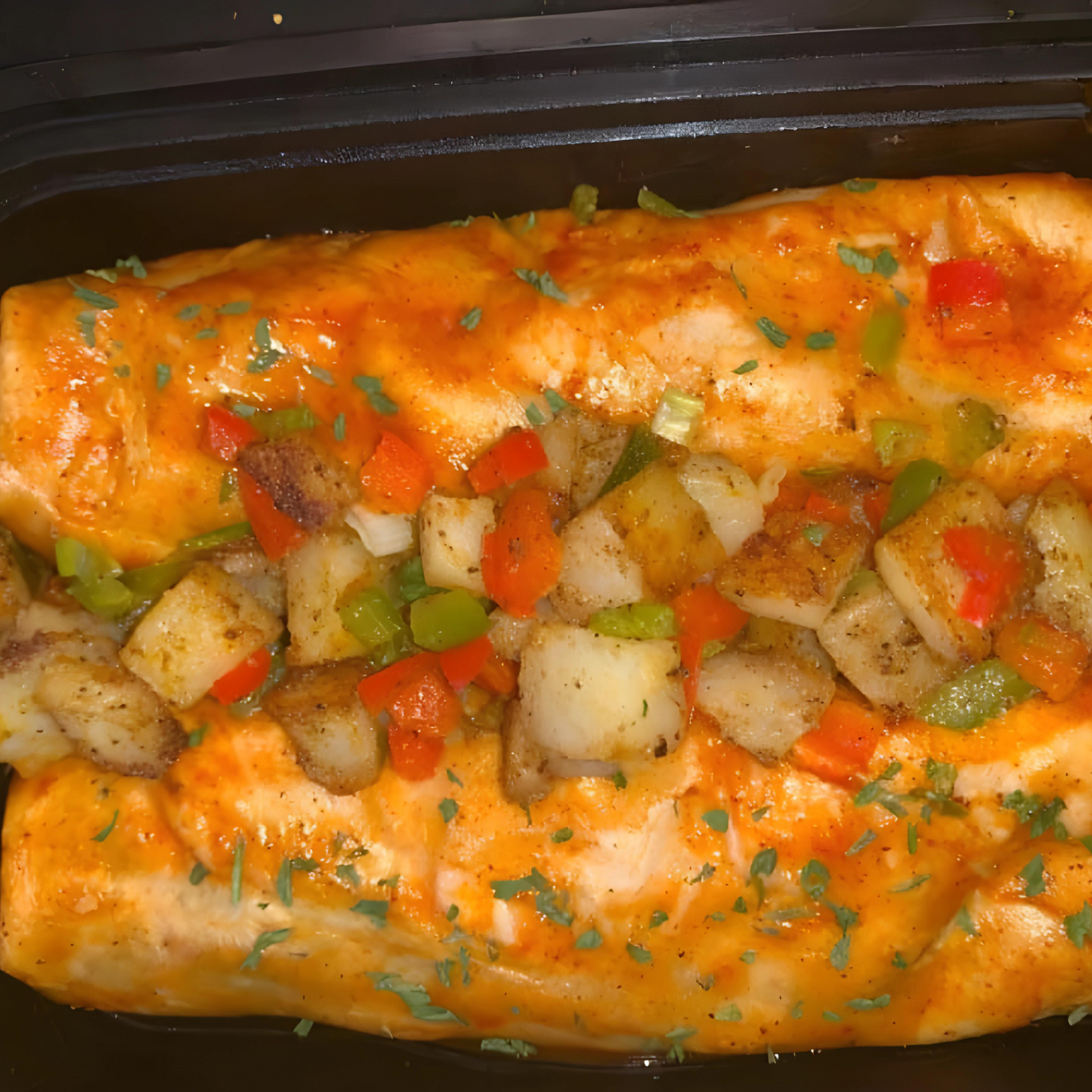 Enchiladas with Roasted Season Potatoes and Peppers