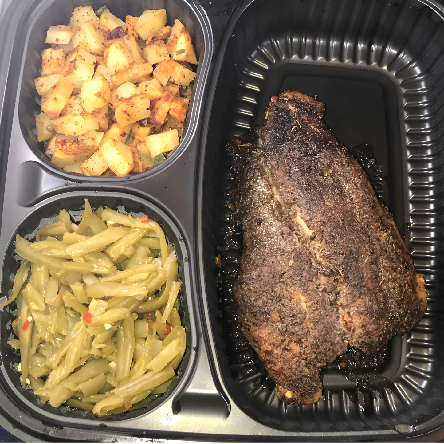 Jerk Catfish with Potatoes and French Green Beans