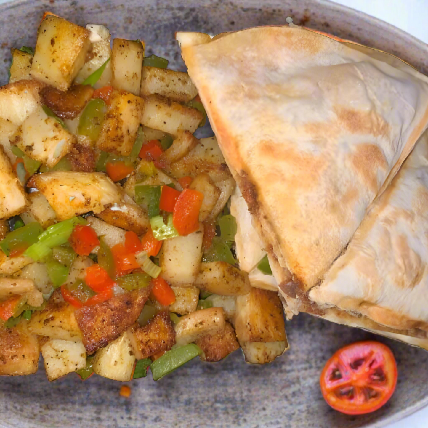Quesadillas with seasoned Potatoes and Peppers