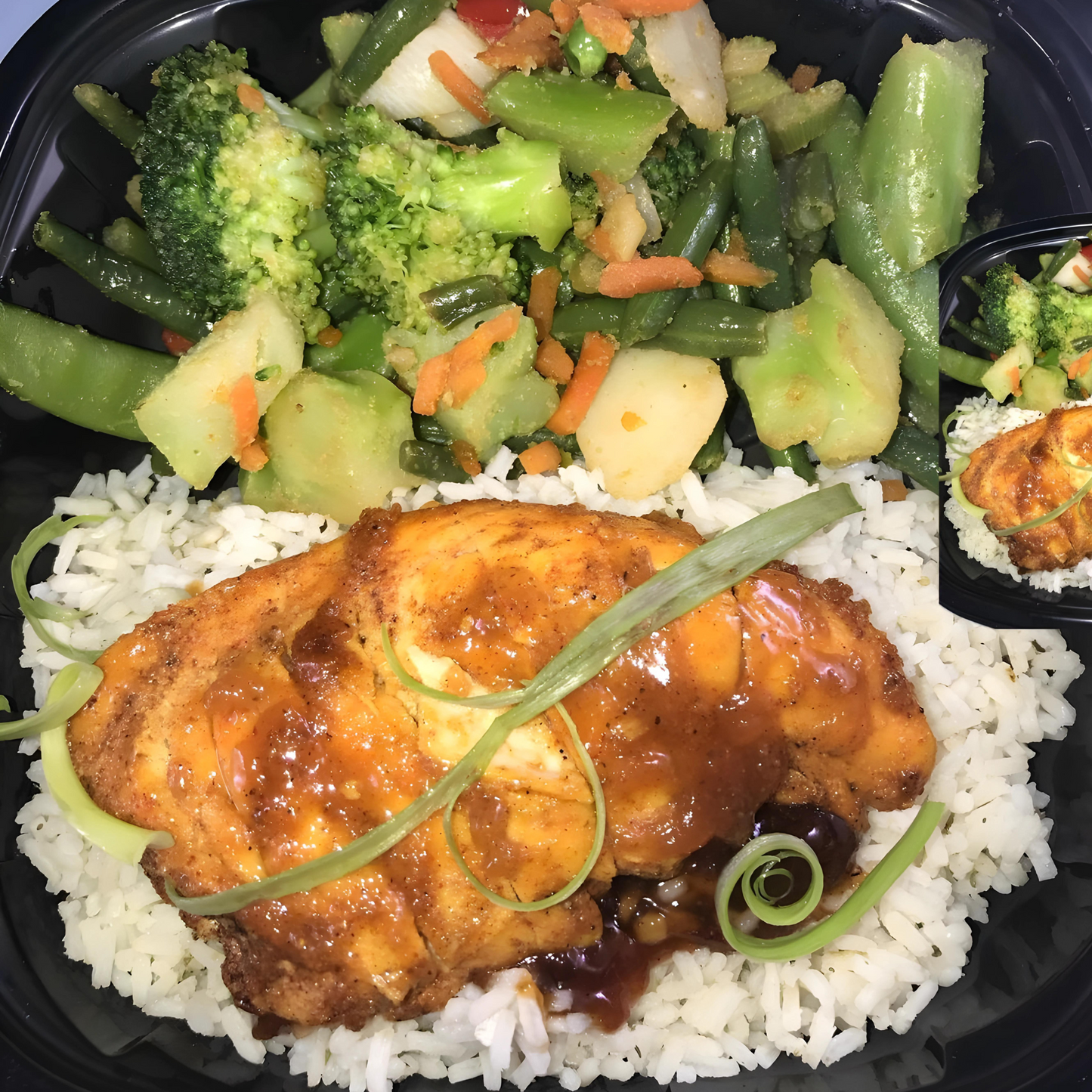 Sweet and Sour Chicken Jasmine Rice snd Vegetable Stir Fry