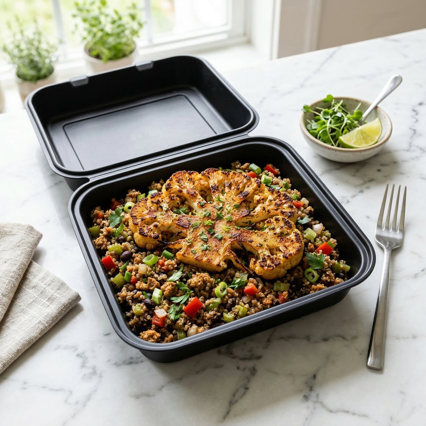 Cauliflower Steak & Dirty Quinoa